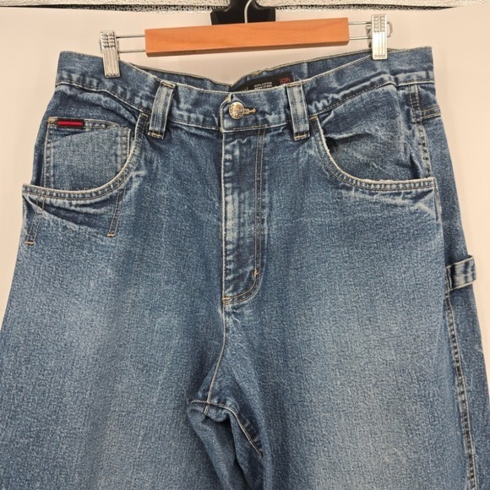 Vintage Fubu Carpenter Jeans Baggy Fit Denim Utility Pockets Blue Mens W36 XL34 - Picture 3 of 16